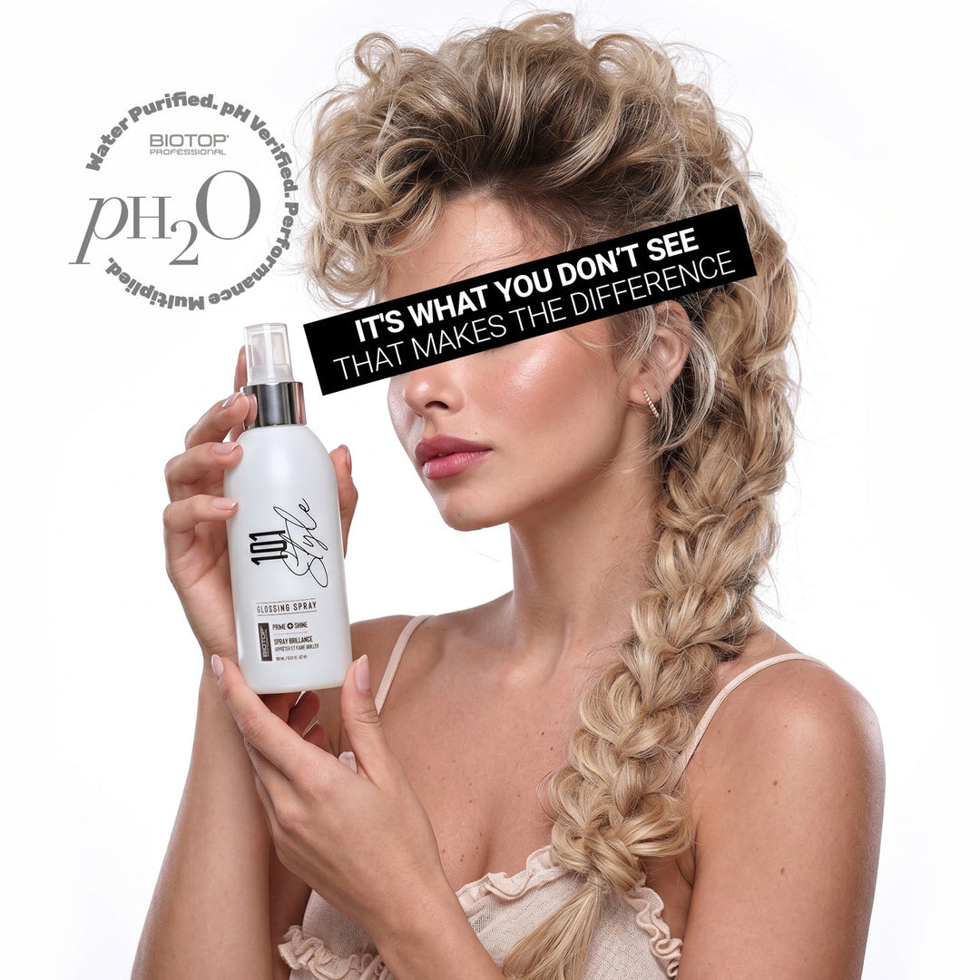 Biotop 101 Create Glossing Spray - model with the spray