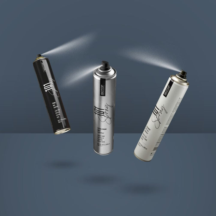Biotop 101 Create Strong Hold Hairspray - cans spraying