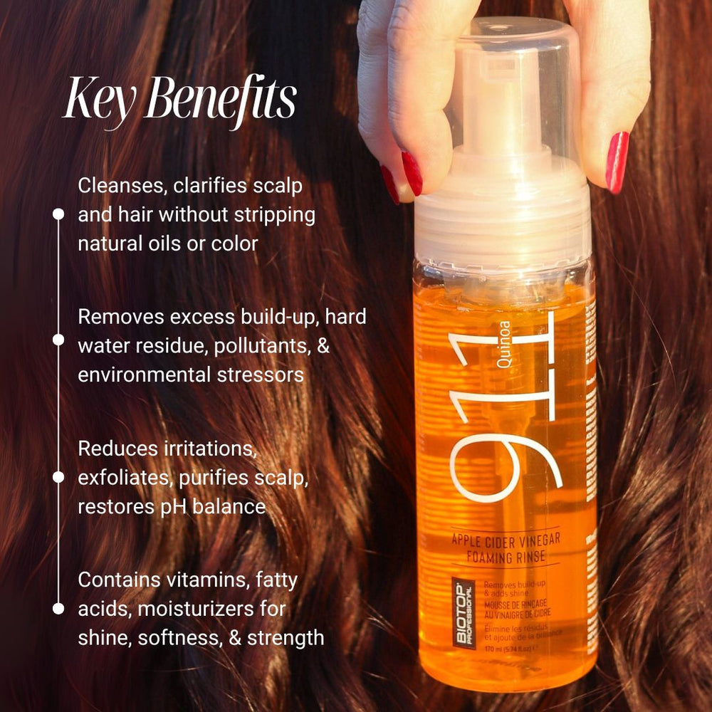 Biotop 911 Quinoa Apple Cider Vinegar Foaming Rinse - key benefits