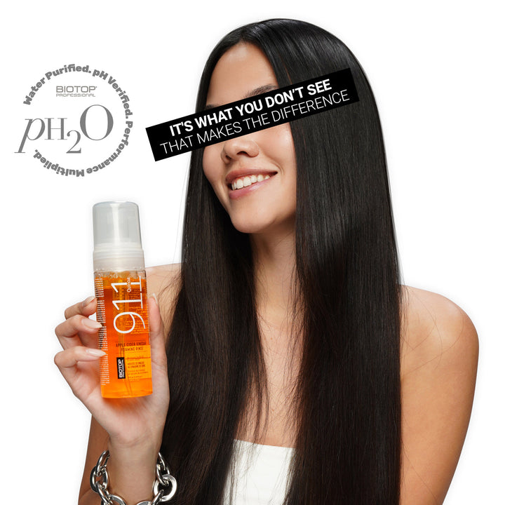 Biotop 911 Quinoa Apple Cider Vinegar Foaming Rinse - model with the foam