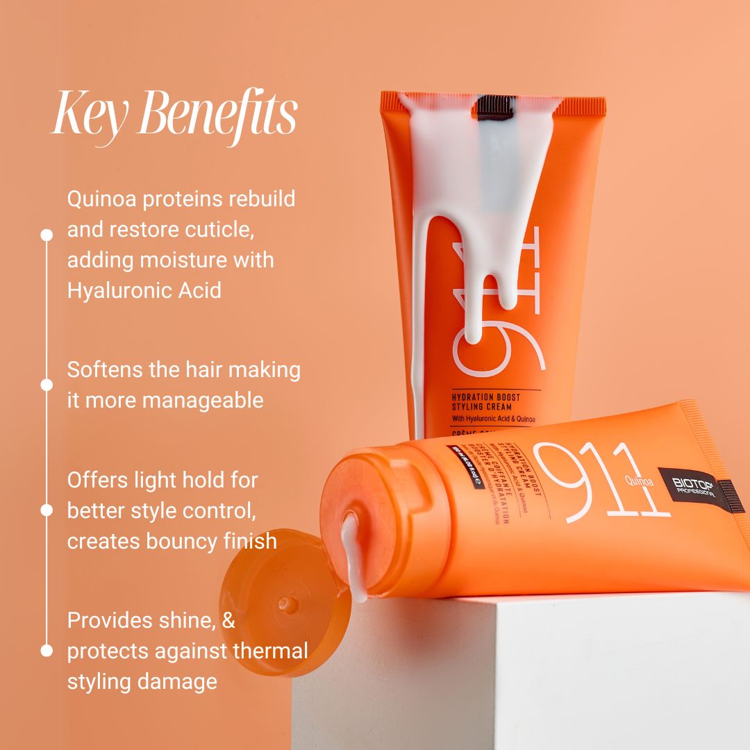 Biotop 911 Quinoa Hydration Boost Styling Cream - key benefits