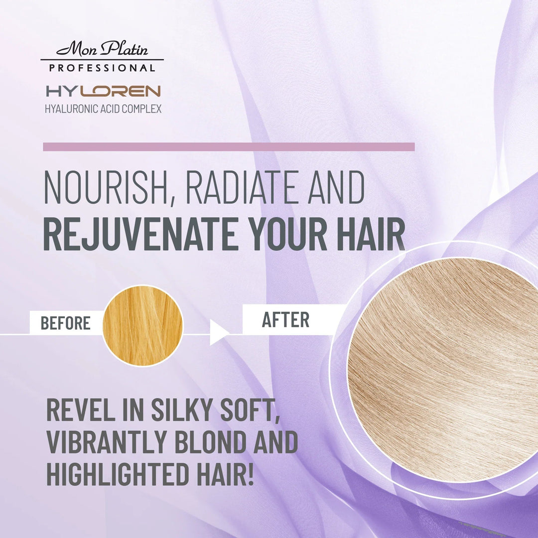 Mon Platin Hyloren Blonde Highlights Hair Mask - before and after on blonde hair