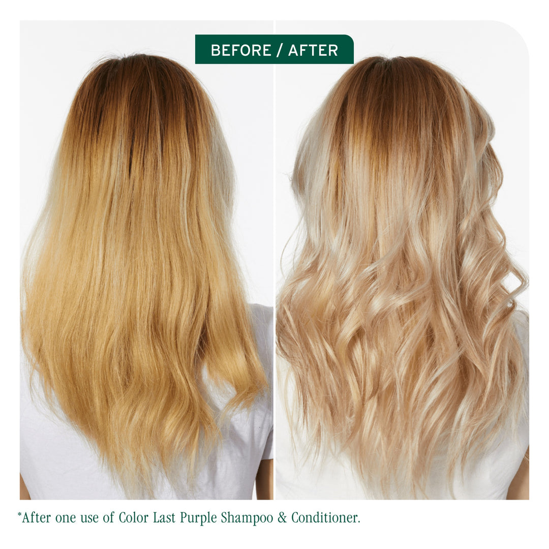 Biolage Color Last Purple Shampoo - before and after on blonde hair