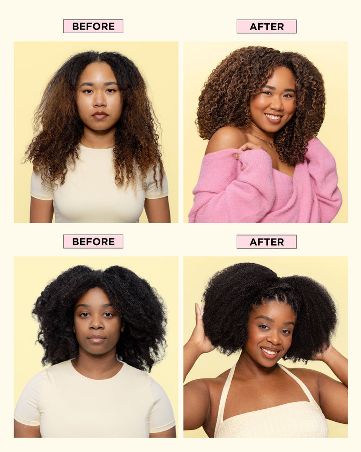 DESIGNME BOUNCE.ME Curl Mousse - before and after on curly hair