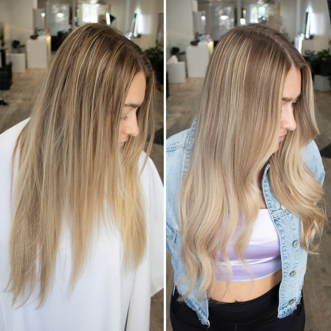 DESIGNME FAB.ME BLONDE Fortifying Purple Shampoo - before and after