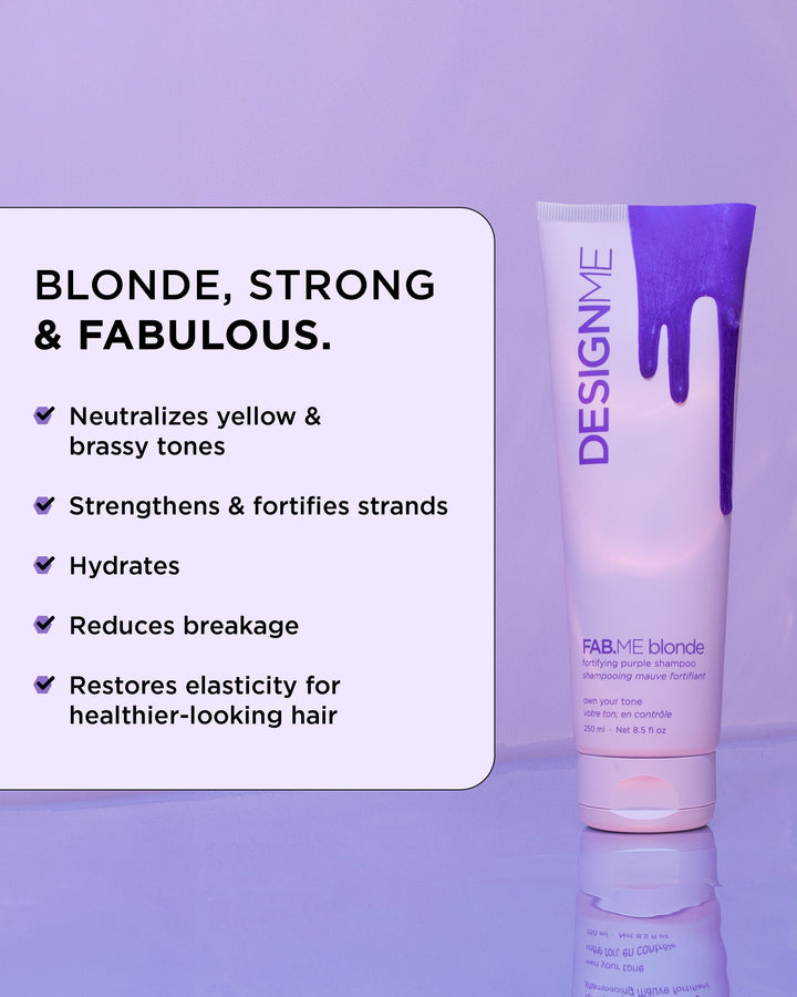 DESIGNME FAB.ME BLONDE Fortifying Purple Shampoo - key benefits