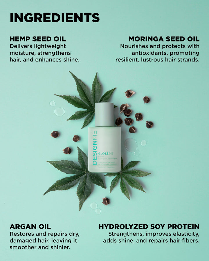 DESIGNME GLOSS.ME Hair Oil - key ingredients