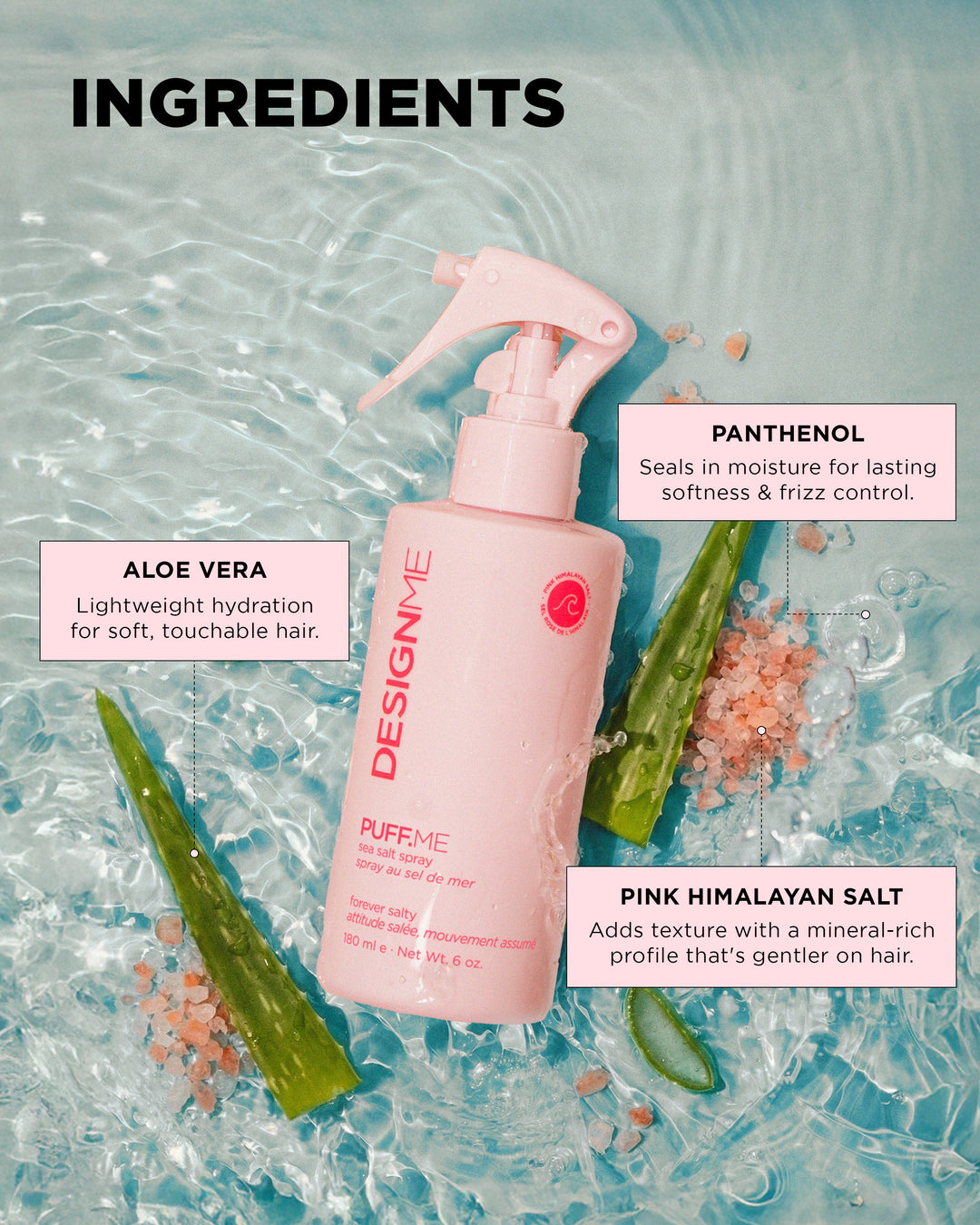 DESIGNME PUFF.ME Sea Salt Spray - key ingredients