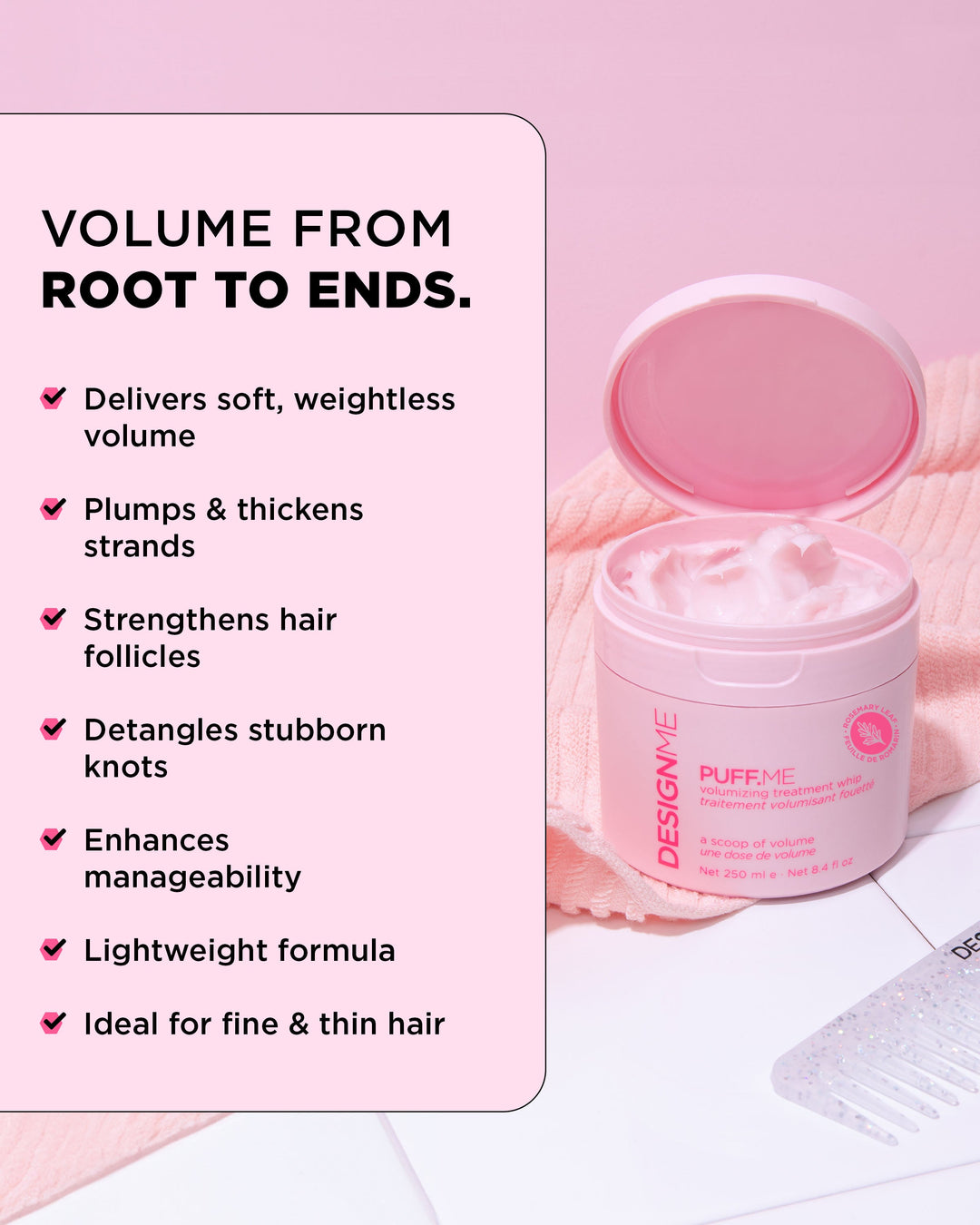 DESIGNME PUFF.ME Volumizing Treatment Whip - key benefits