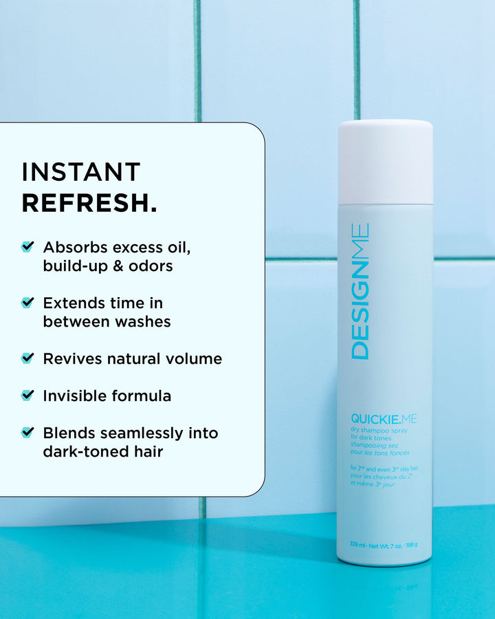 DESIGNME QUICKIE.ME Dry Shampoo for Dark Tones - key benefits