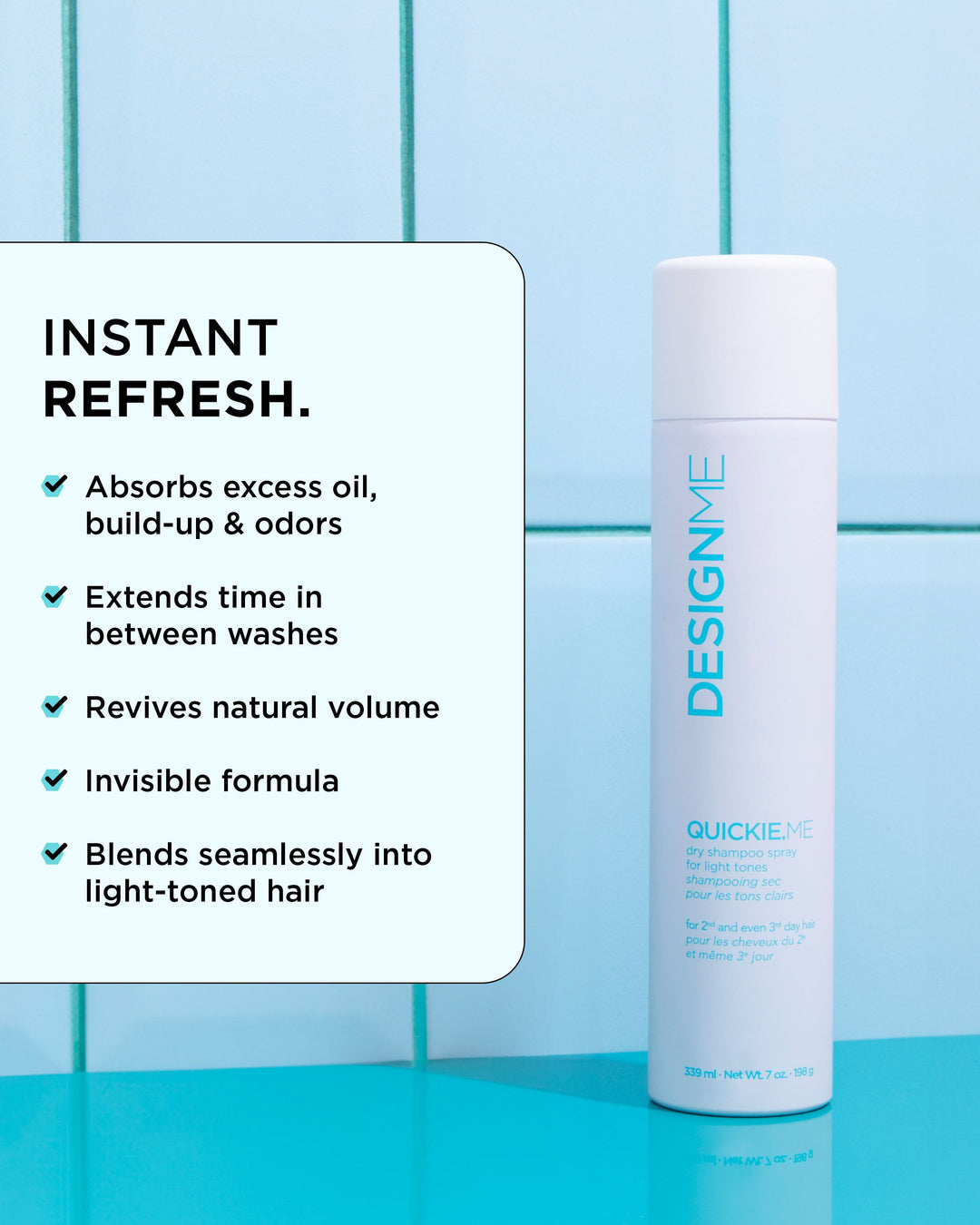 DESIGNME QUICKIE.ME Dry Shampoo for Light Tones - key benefits