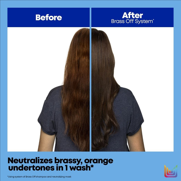 Matrix Brass Off Shampoo - before and after the Brass Off system on brunette hair