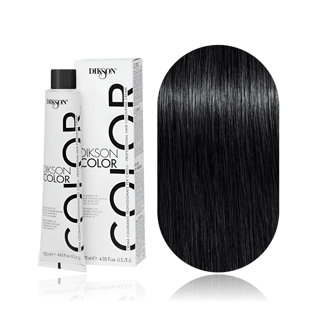Dikson Color 2.0 Deep Brown permanent hair color tube, box and hair swatch