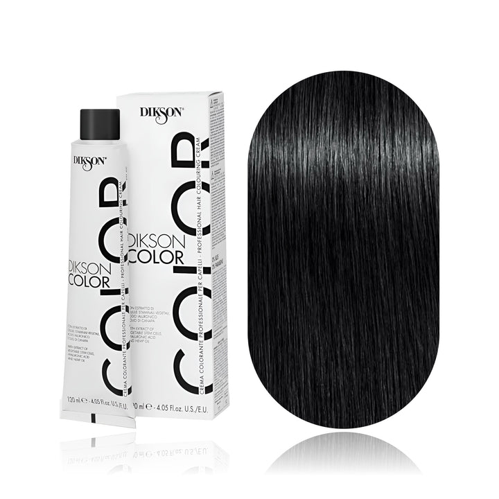 Dikson Color 2.0 Deep Brown permanent hair color tube, box and hair swatch