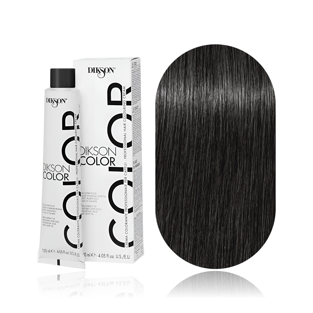 Dikson Color 3.0 Dark Brown permanent hair color tube, box and hair swatch