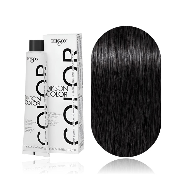 Dikson Color 3.00 Dark Brown Extra permanent hair color tube, box and hair swatch