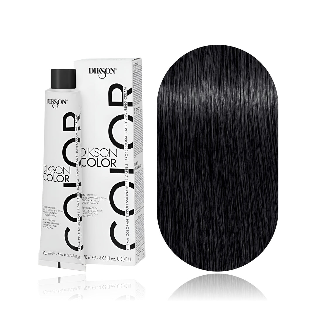 Dikson Color 3 Dark Brown Cold permanent hair color tube, box and hair swatch