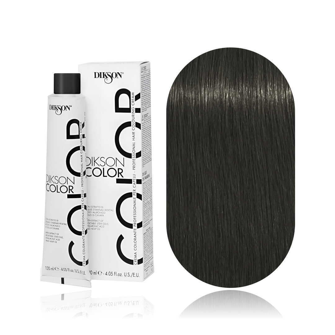Dikson Color 5 Light Brown Cold permanent hair color tube, box and hair swatch