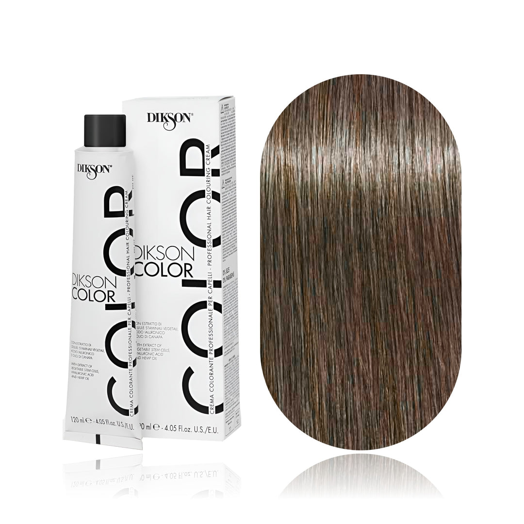 Dikson Color 6.8 Dark Blonde Matte permanent hair color tube, box and hair swatch
