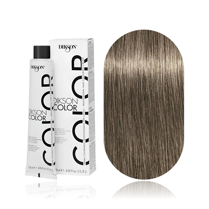 Dikson Color 7.8 Blonde Matte permanent hair color tube, box and hair swatch