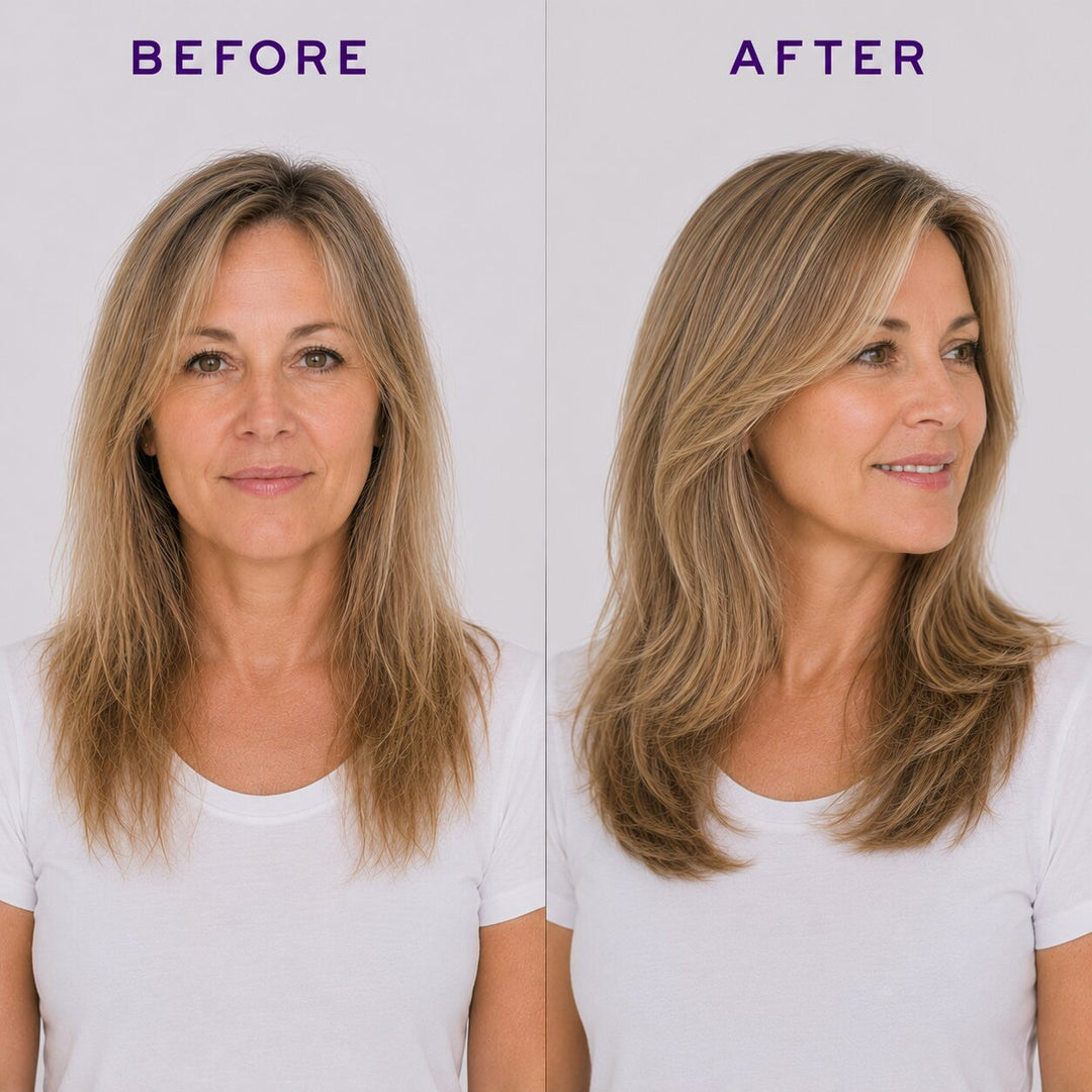 Oligo Blacklight Blonde Science Hydrating Shampoo - before and after, wavy hair