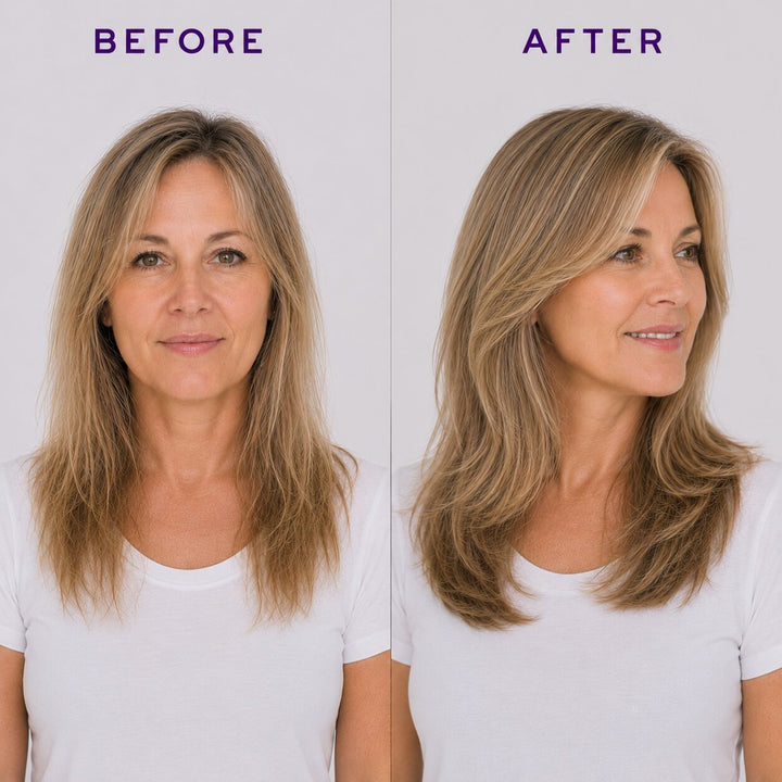 Oligo Blacklight Blonde Science Hydrating Shampoo - before and after, wavy hair