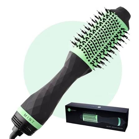 MINT Professional 5-in-1 Ionic Hair Dryer Brush, Black & Mint Green
