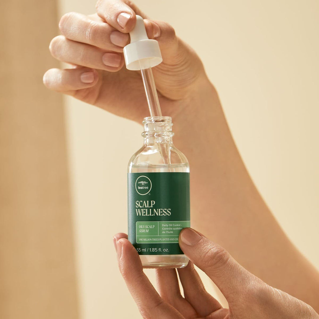 Paul Mitchell Tea Tree Scalp Wellness Oily Scalp Serum - dispensing the serum with the dropper