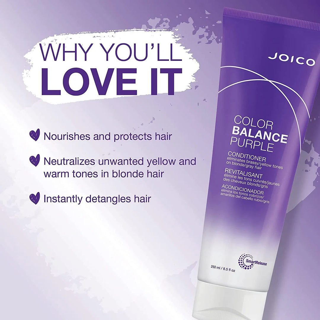 Joico Color Balance Purple Conditioner - key benefits graphic