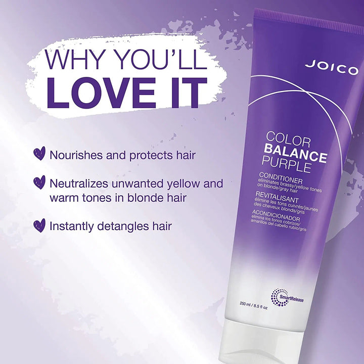 Joico Color Balance Purple Conditioner - key benefits graphic