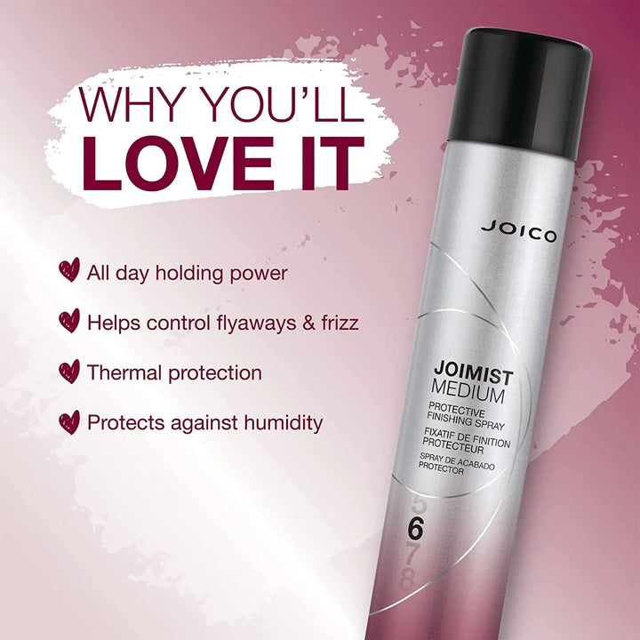 Joico JoiMist Medium Protective Finishing Spray - benefits: all-day hold, flyaway and frizz control, thermal and humidity protection