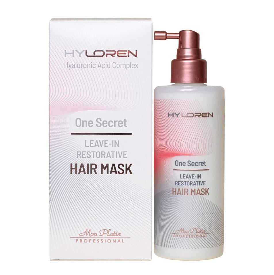 Mon Platin One Secret Leave-In Restorative Hair Mask - bottle with retail box