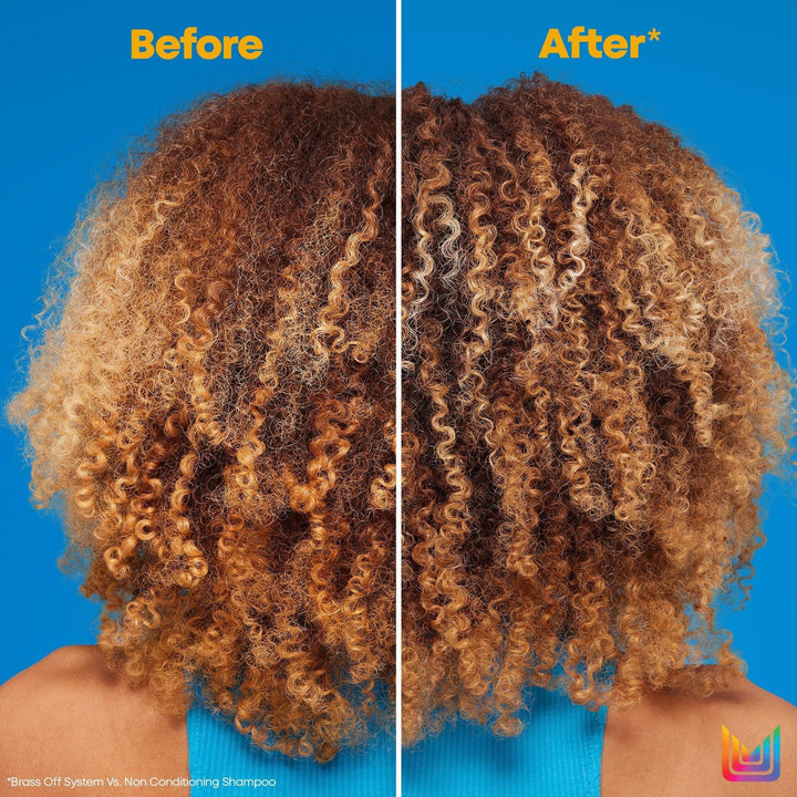 Matrix Brass Off Mask - before and after on curly hair