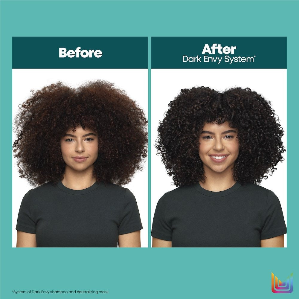 Matrix Dark Envy Red Neutralization Hair Mask - before and after on curly hair