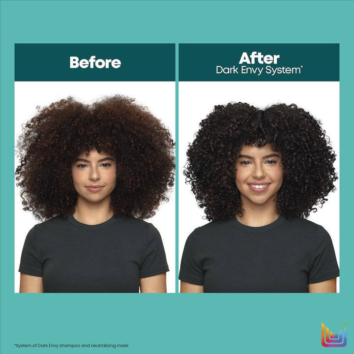 Matrix Dark Envy Red Neutralization Hair Mask - before and after on curly hair