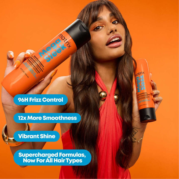 Matrix Mega Sleek Smoothing Shampoo - benefits: 96H frizz control, smoothness and shine