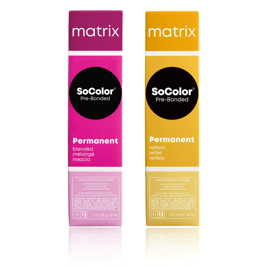 Matrix SoColor Pre-Bonded Blended Naturals and Reflects permanent hair color boxes