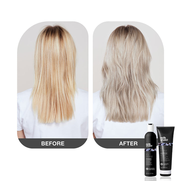 milk_shake Icy Blond Shampoo before and after