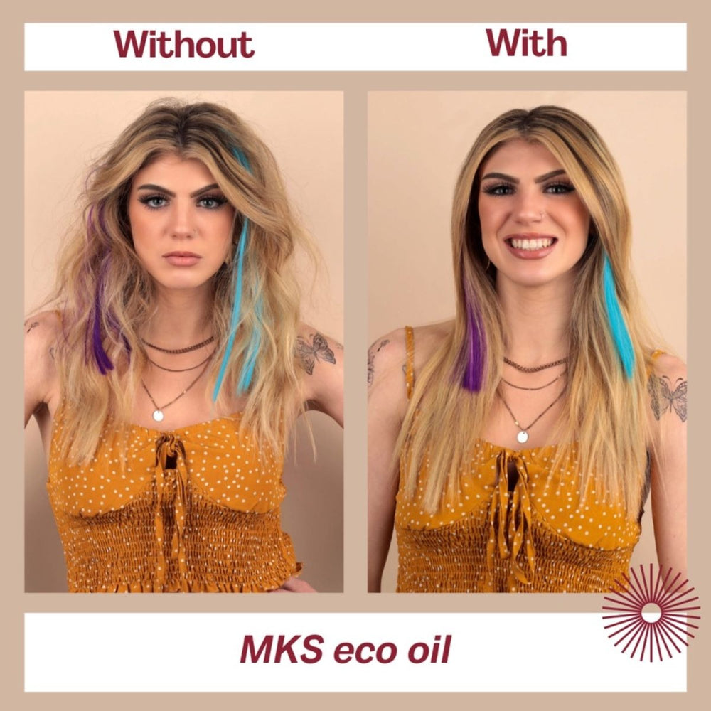 Marrakesh MKS eco Oil Hair Styling Elixir - without and with results