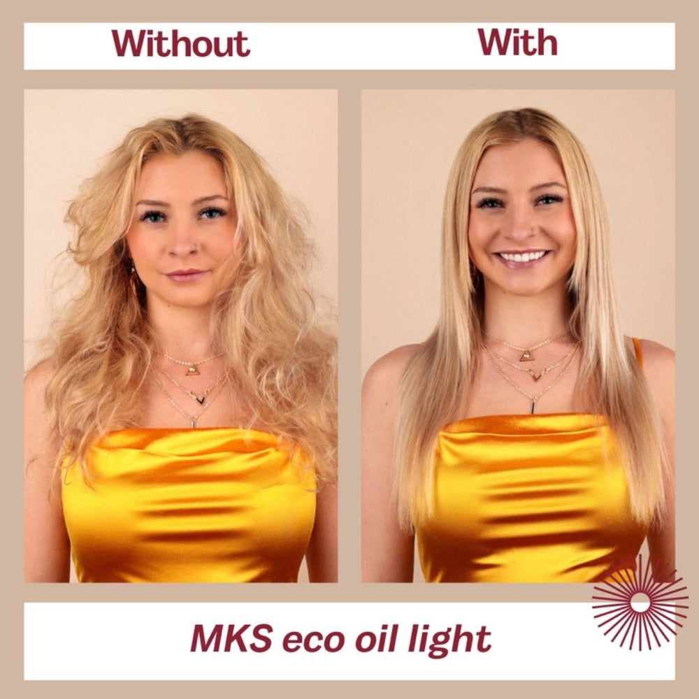 Marrakesh MKS eco Oil Light Fine Hair Styling Elixir - without and with results