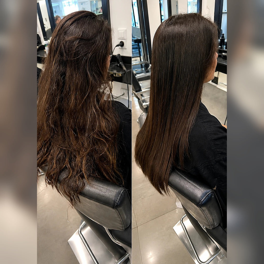 Mon Platin Koo Koo Keratin Treatment Effect - salon before and after on long frizzy hair