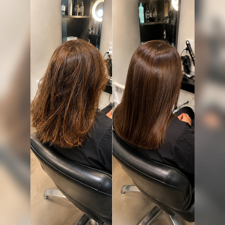 Mon Platin Koo Koo Keratin Treatment Effect - salon before and after on shoulder-length hair