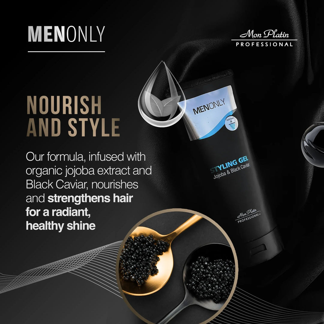 Mon Platin MenOnly Styling Gel - nourish and style with jojoba and black caviar
