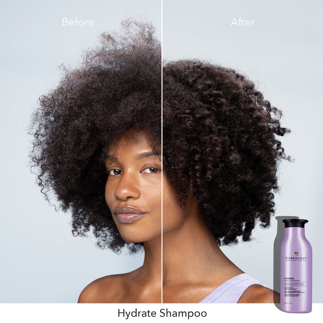 Pureology Hydrate Shampoo - before and after on curly hair