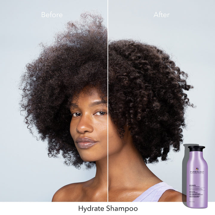 Pureology Hydrate Shampoo - before and after on curly hair