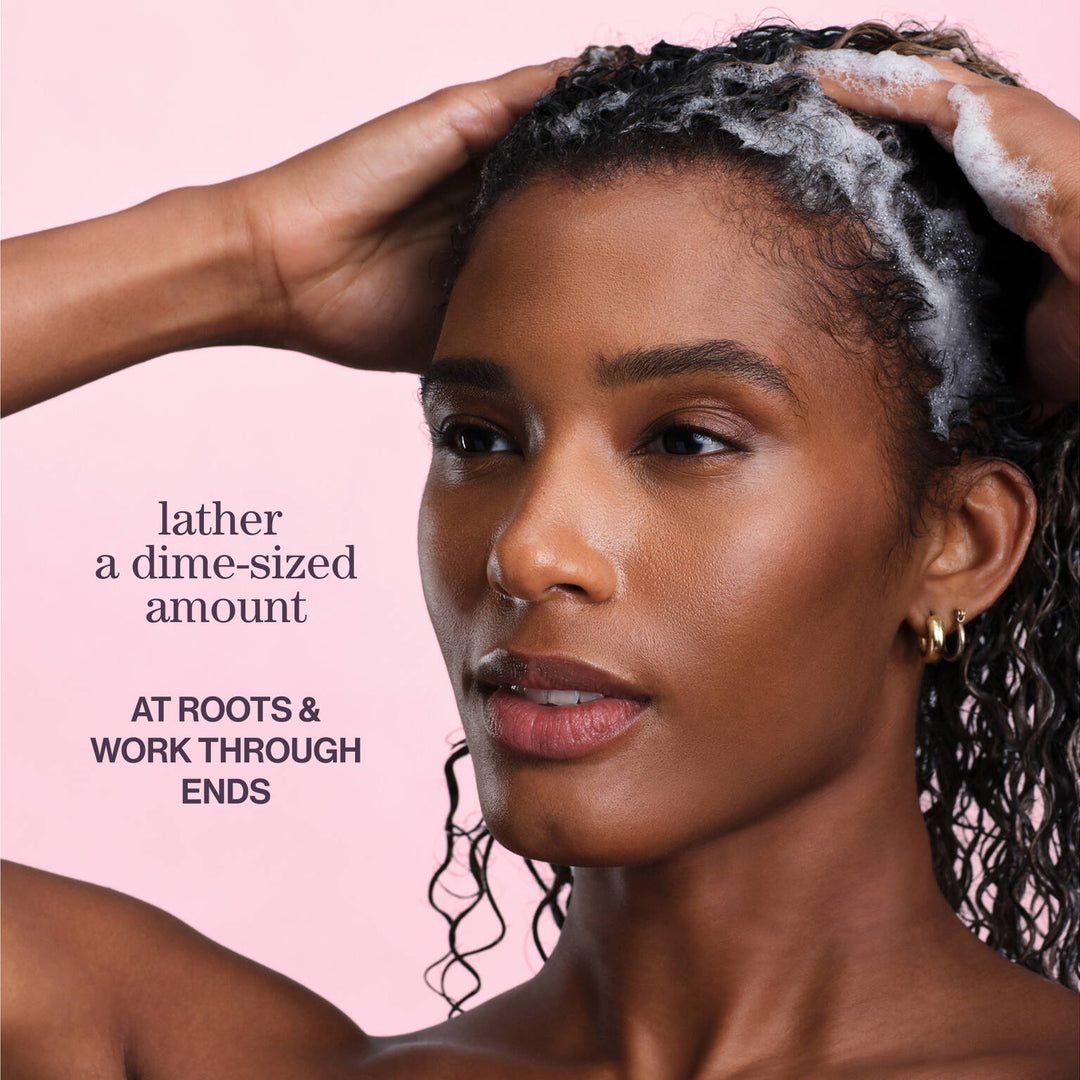 Pureology Smooth Gloss Shampoo - lather a dime-sized amount at the roots