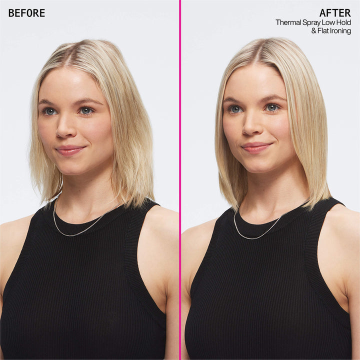 Redken Thermal Spray 11 Low Hold - before and after flat ironing