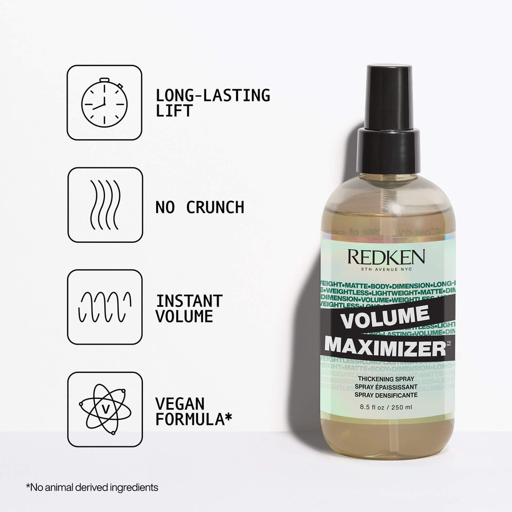 Redken Volume Maximizer - benefits: long-lasting lift, no crunch, instant volume, vegan formula