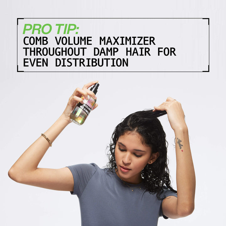 Redken Volume Maximizer - pro tip: comb through damp hair for even distribution
