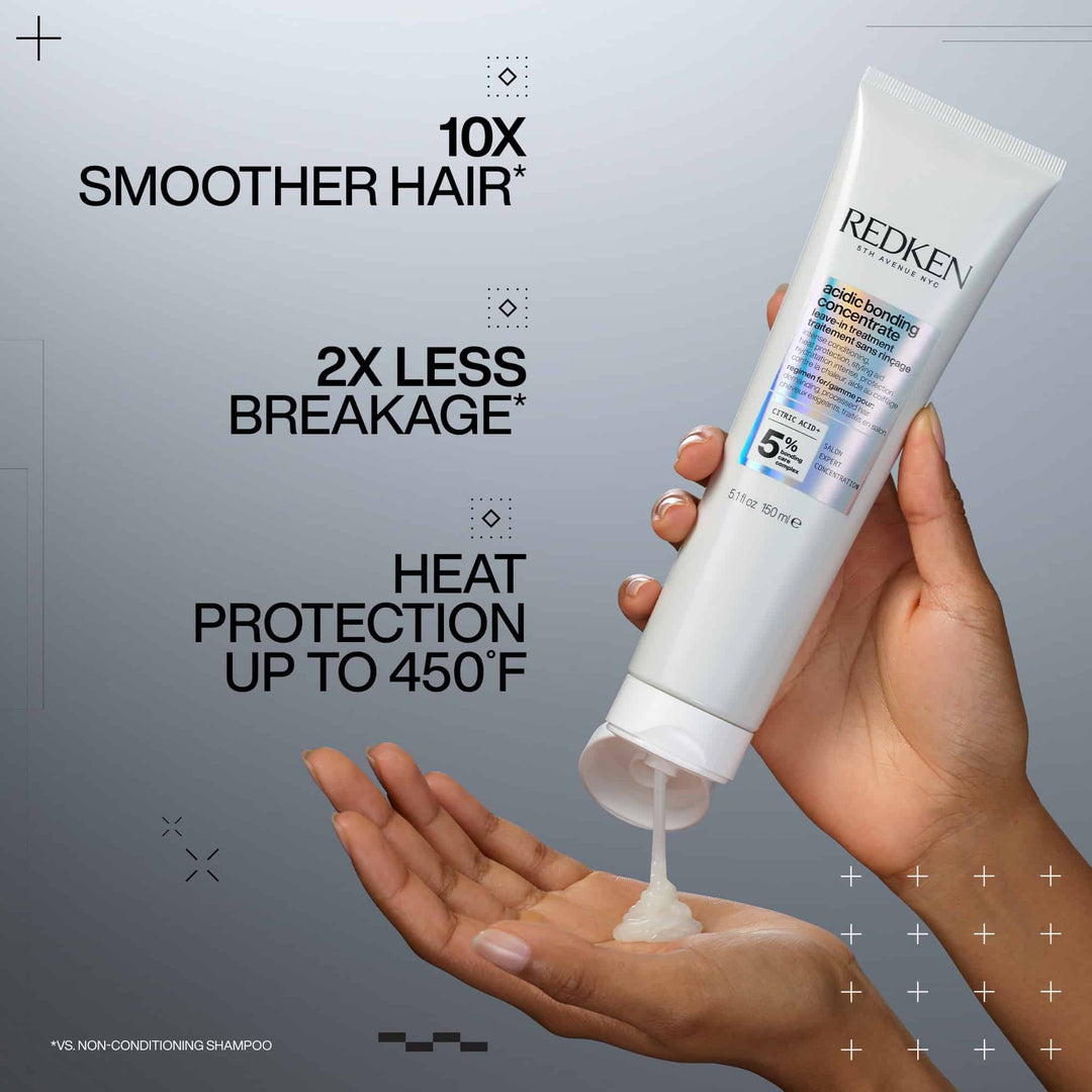 Redken Acidic Bonding Concentrate Leave-In Treatment - key benefits: smoother hair, less breakage, heat protection